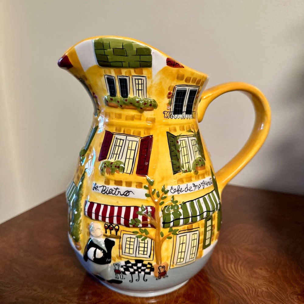 Summer Living Colorful Ceramic Pitcher with Bistro Design.